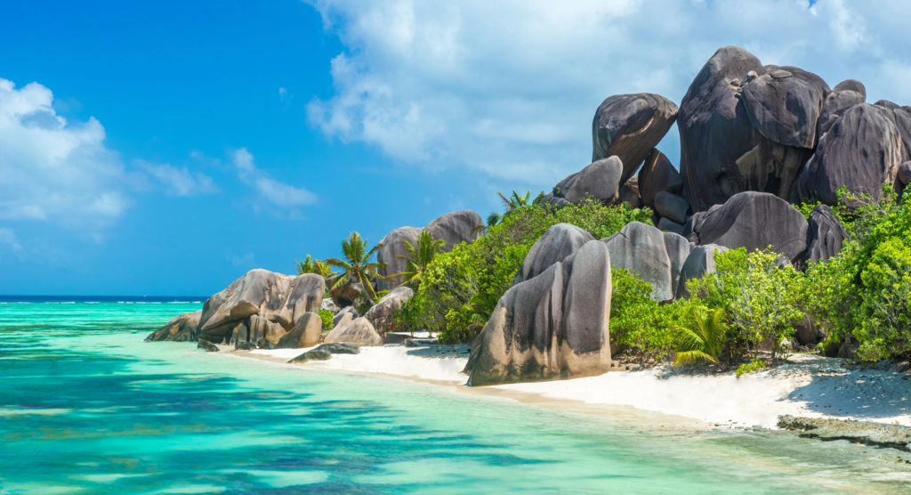 Voyage paradisiaque plage eau turquoise 

